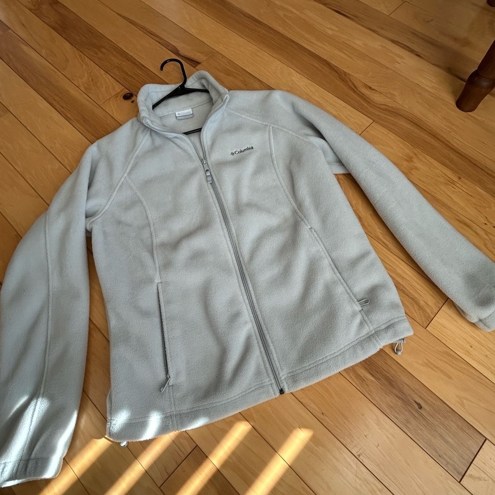 Columbia Light Grey Benton Springs Full Zip Fleece Jacket Size XL Granola Girl - Picture 7 of 9